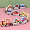 Magnetic Wooden Small Train Toys Children Puzzle Magnetic Building Assembling Blocks Baby Transportation Animal Fruit Train Toys