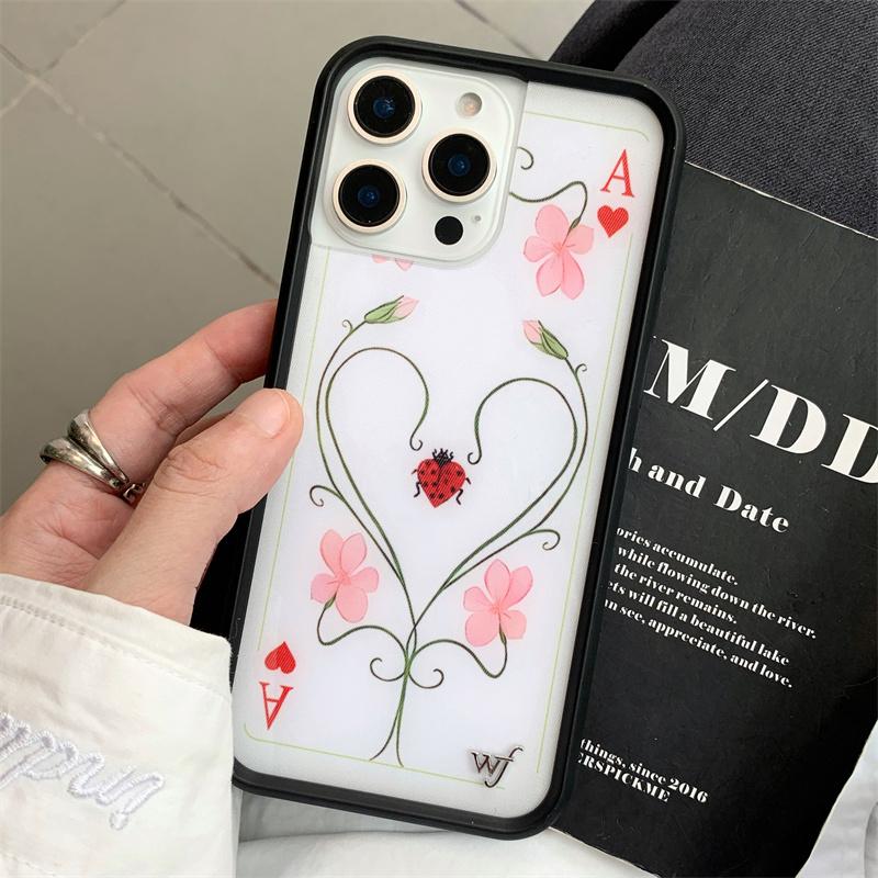 Чехол для телефона Wildflower Lila Moss Gift Leopard Red Защита от падения для iPhone 17 12 13 14 15 16 Pro Max Plus WF 3D Покер A Защитная крышка