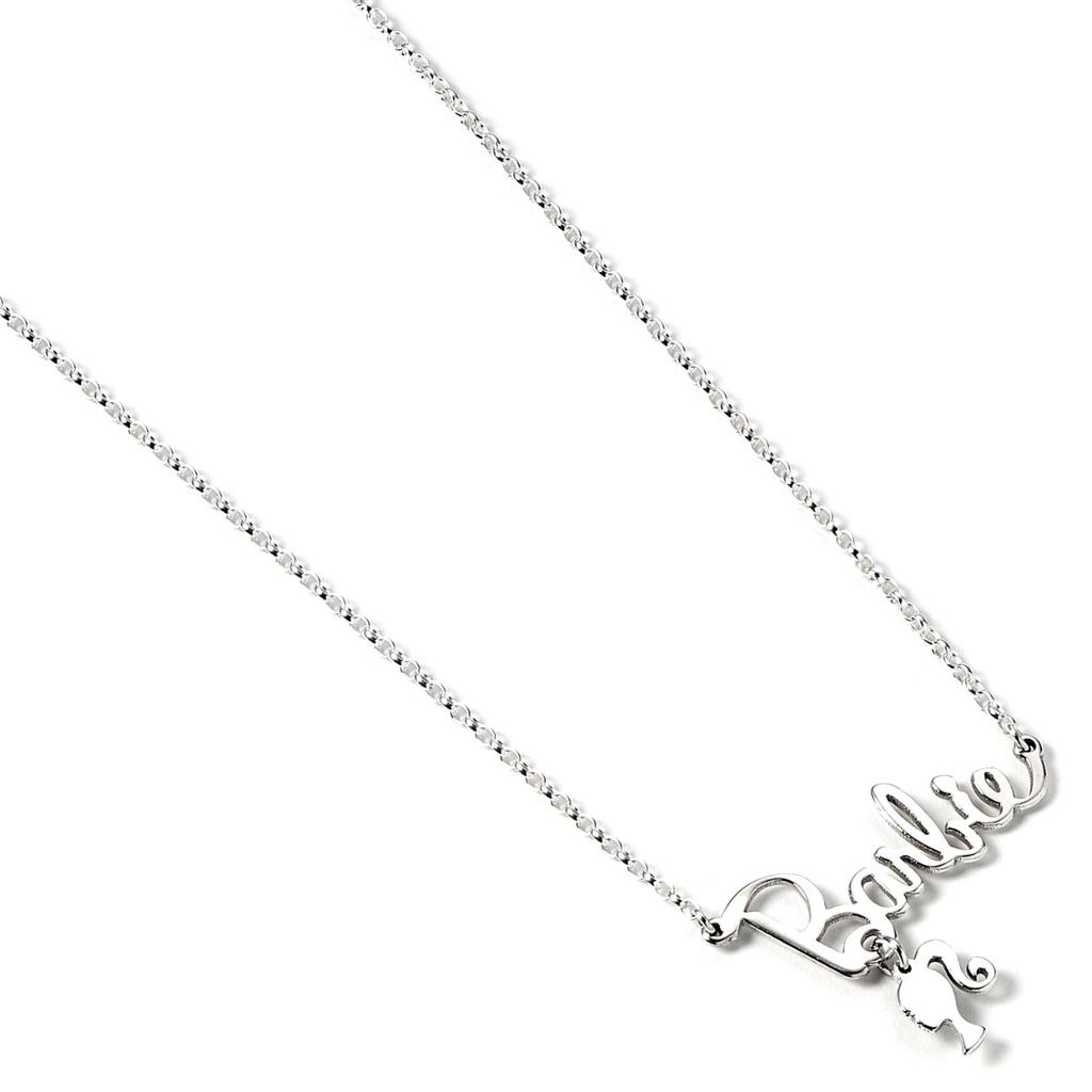 Barbie Sterling Silver Necklace with Name Logo & Silhouette Charm