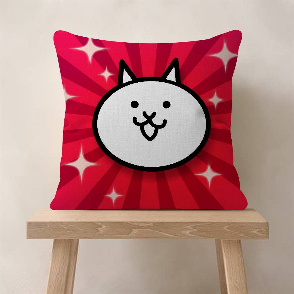 Game BBattle Cats Anime Cushion Cover Car Throw Pillow Case For Sofa Car Christmas Gift 40x40cm 45x45cm