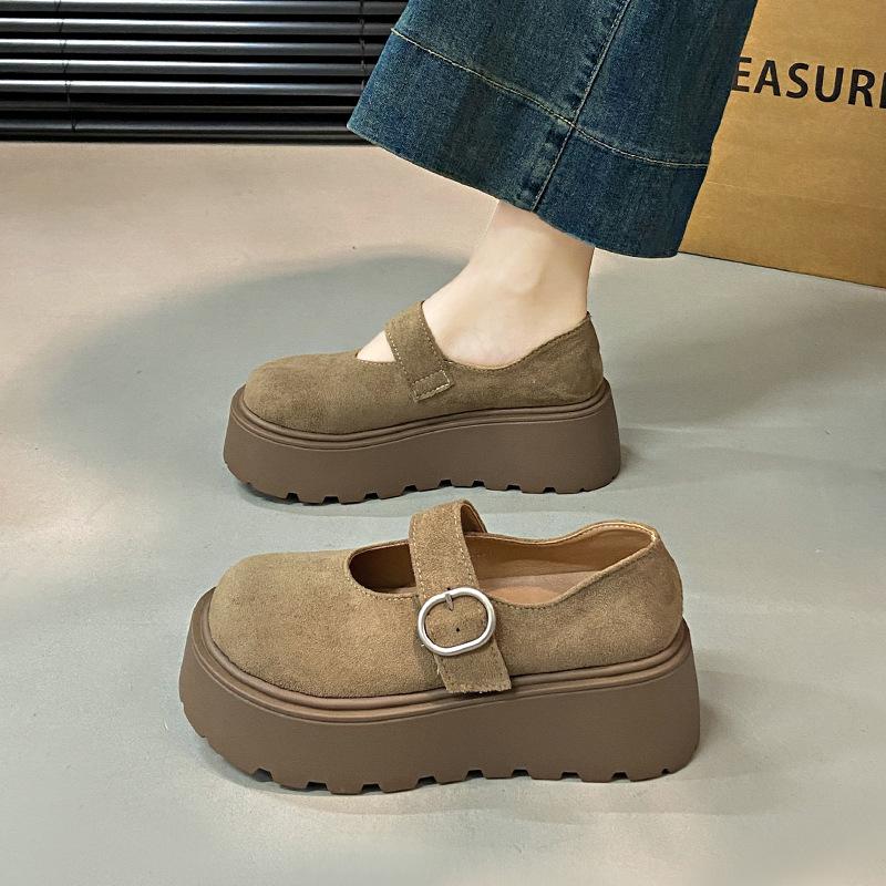 Стелька Увеличивающая рост обувь Женские туфли на высоком каблуке Толстая подошва Неглубокие одинарные туфли Универсальные маленькие кожаные туфли