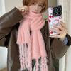 Luochi Knitting~Плюшевый шарф конфетных цветов: Мягкий, приятный для кожи, теплый, с кисточками и косами, универсальный зимний шарф-снуд для женщин.