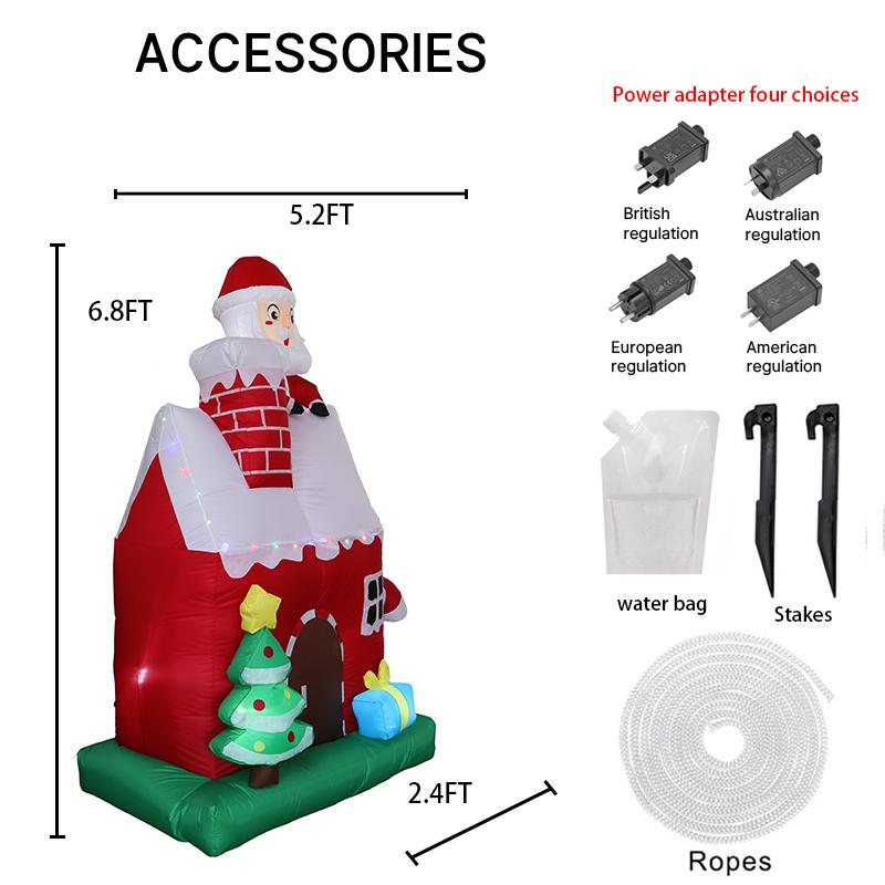 6.8FT Inflatable Christmas House Decor Santa Xmas Festive LED Home Ornament Xmas Gifts Toy Supplies Decorations Xmas Yard Decor
