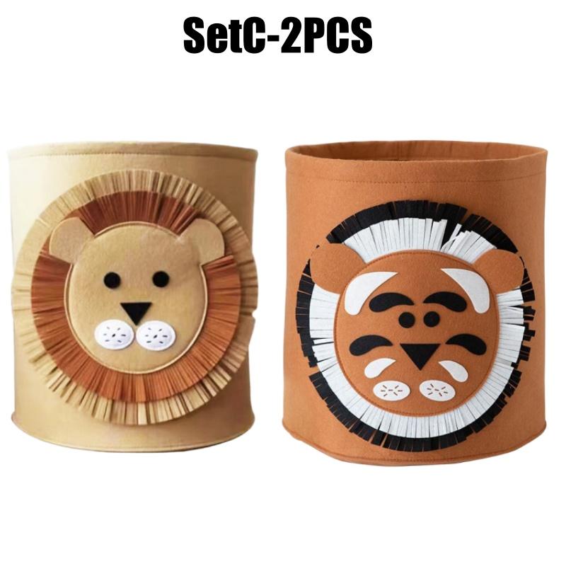 Adorable Cartoon Animal Felt Storage Bin Kids Toy Organizer Large Capacity Laundry Basket for Room Cloth Organizing Baskets