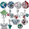 925 Sterling Silver Butterfly Ladybug Cactus Lucky Four Leaf Clover Dangle Charm Beads Fit Charm Bracelet Original 925 Jewelry