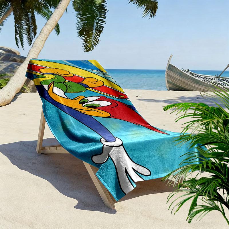 Woody Woodpecker Print Beach Towel, Large Soft Quick Dry Towel for Beach Camping Swimming