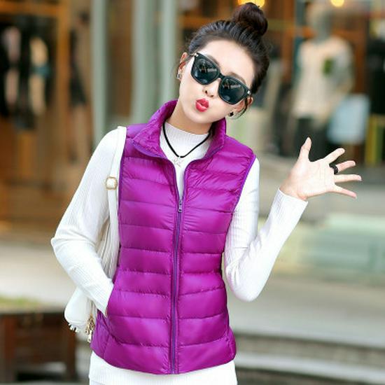 2024 Autumn Women's Lightweight Stand Collar Down Vest: Stylish Short Casual Fashion