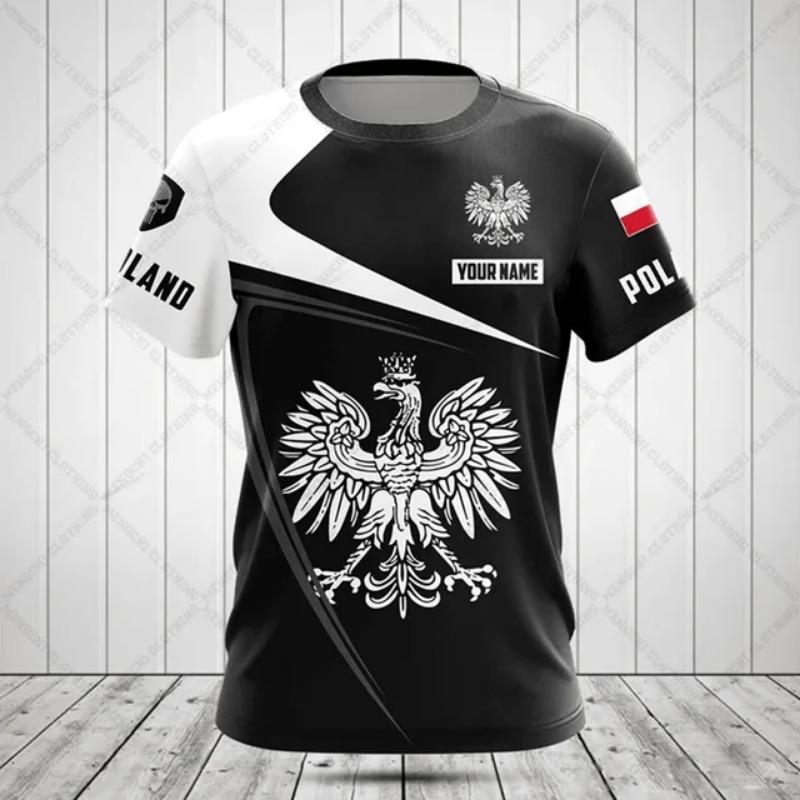 Значок польского флага, воин, камуфляж, мужская футболка с круглым вырезом и 3D принтом, с коротким рукавом, свободная модная футболка большого размера, спортивная, быстросохнущая