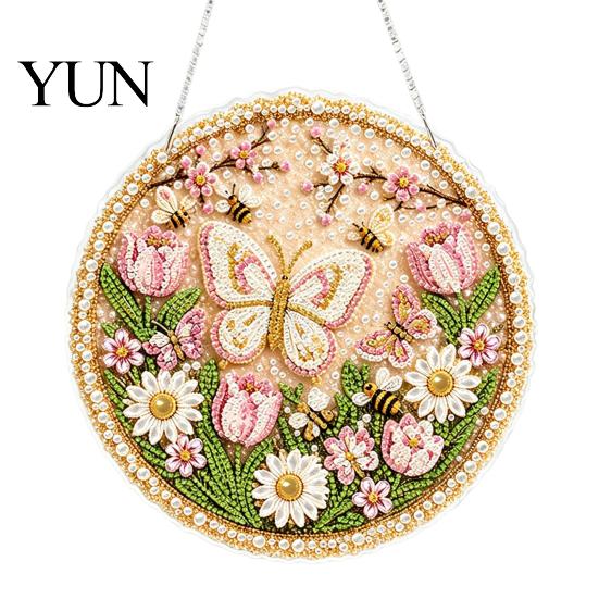 Acrylic Rhinestone Painting Set Christmas Suncatcher Kit, DIY Faux Pearl Art Ornament Crafts for Adults Beginner, Xmas Hanging