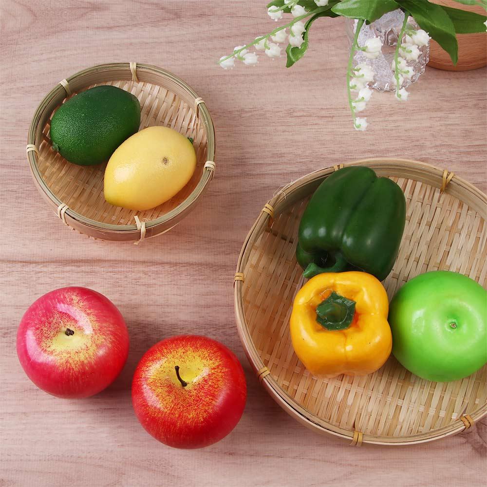 Decorative Handmade DIY Wicker Woven Sieve Bamboo Raft Round Dustpan Bamboo Basket Decor Ornaments