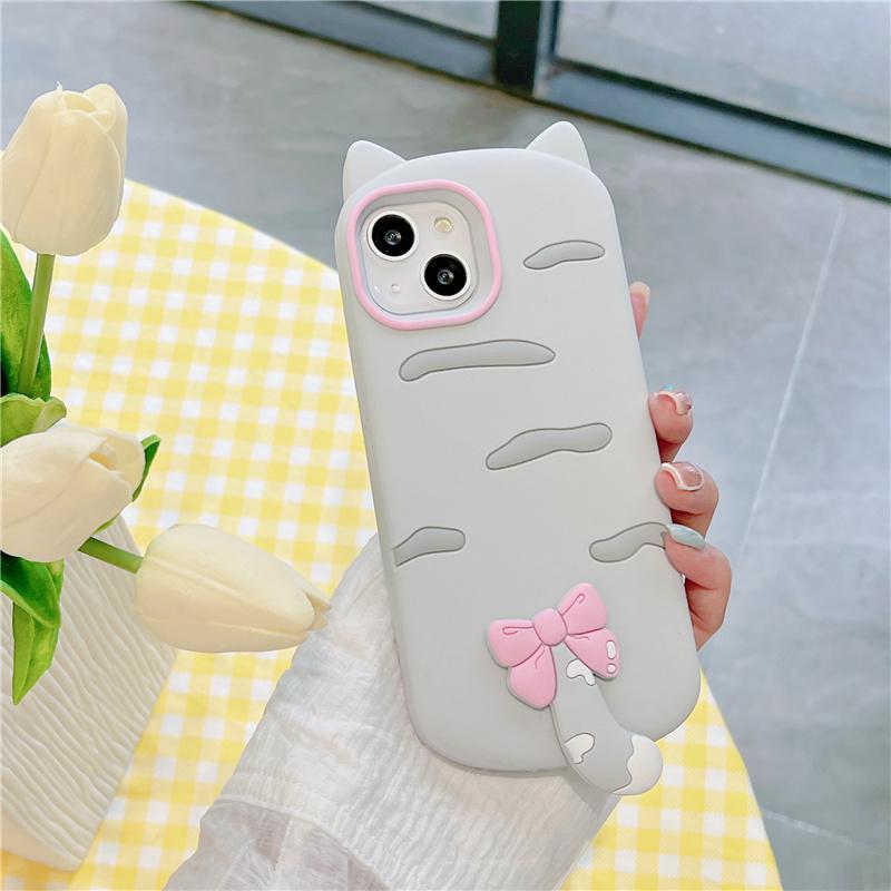 Милый 3D Мультяшный Кот Мягкий Силиконовый Чехол для Телефона Для IPhone 17 17pro 17 Promax 17air 16 15 13 14 12 ProMax Plus Чехол для Телефона