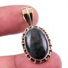 Натуральный камень Гелиотроп 925 Проба Стерлинговое серебро Двухцветный кулон 1.25" u7J05