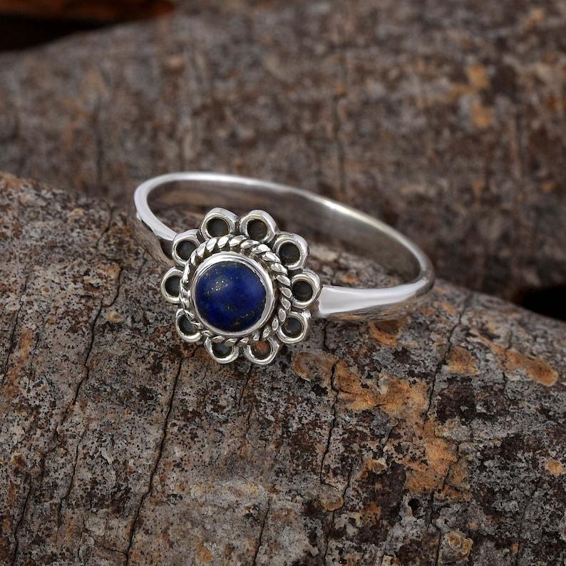 Кольцо с драгоценным камнем из лазурита, кольцо из твердого серебра 925 пробы, кольцо ручной работы, эффектное кольцо, богемное кольцо, подарок для нее