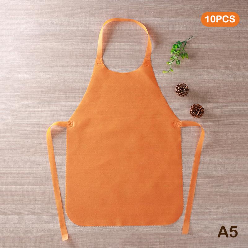 10pcs Disposable Non Woven Aprons Kitchen Aprons Solid Color Anti-fouling Breathable For Cooking, BBQ, Waiters, Hairdressing