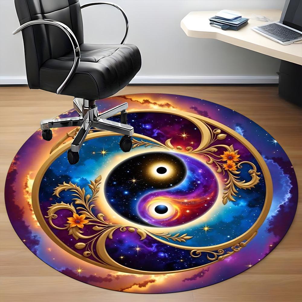 1pc Cosmic Yin Yang Symbol Chair Carpet for Office Non-Slip Mat for Office - Decorative Floor Mat  yy251030222