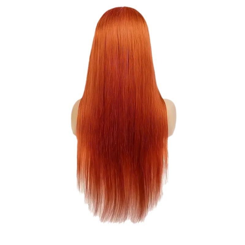 European and American fashion orange wig bobo head medium bangs wig headgear, African front lace wig