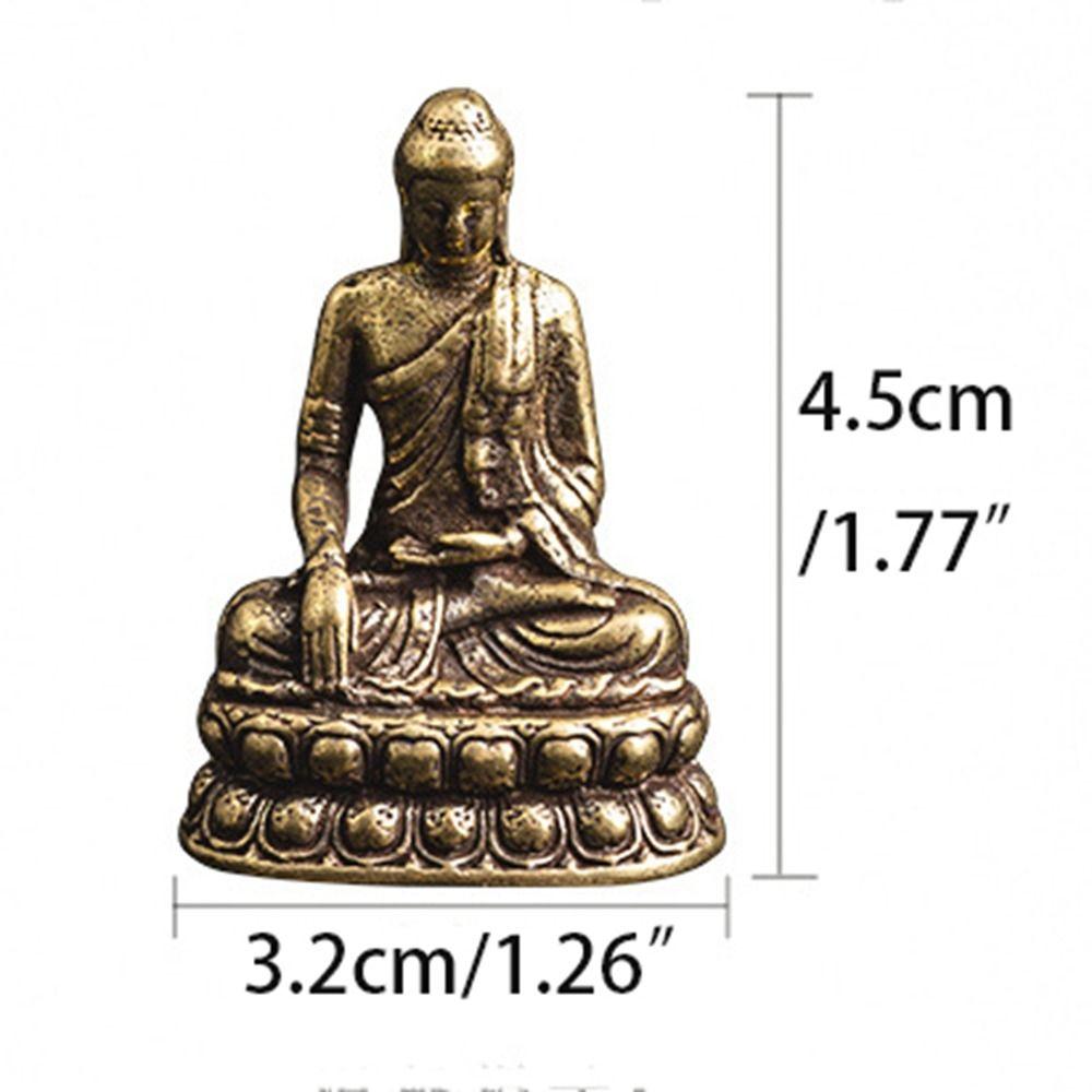 Vintage Brass Sitting Buddha Figurine Small Sakyamuni Statue for Collection Journey Worship Antique Home Desktop Decor