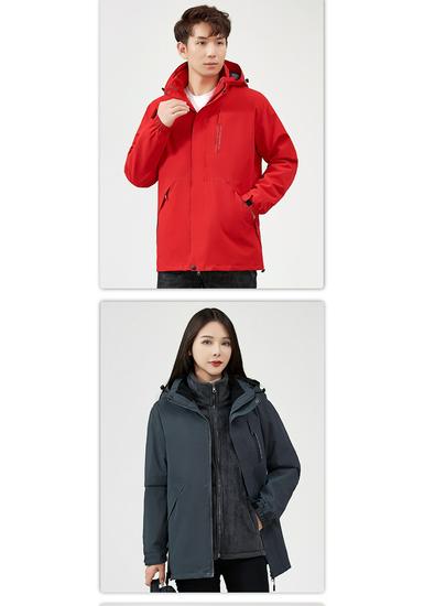 Trekking Jacket Duo: Hooded, Wind & Waterproof, Solid Color, Spring/Autumn Outerwear for Couples - Mountain & Business Style