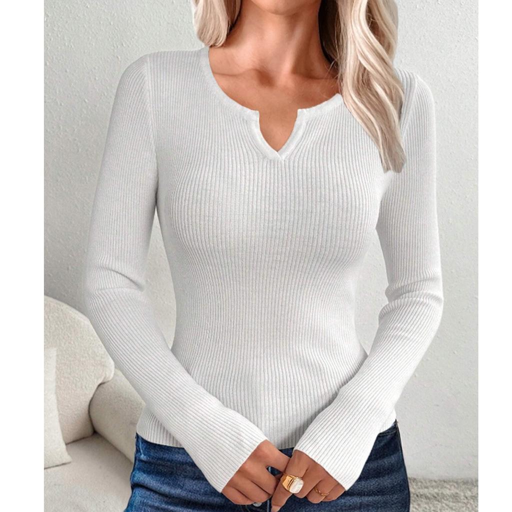 Женский повседневный однотонный свитер с V-образным вырезом, узкий, на пуговицах, с длинными рукавами, базовый свитер