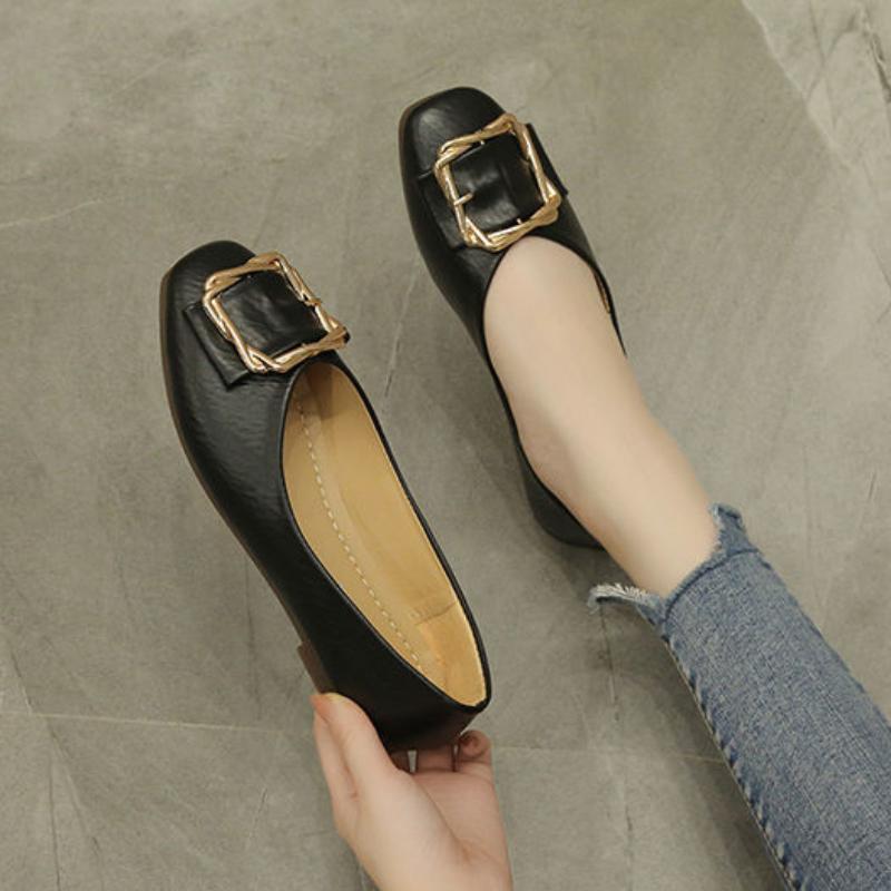 Women's Flat Shoes Spring and Autumn Square Toe Slip-on Ladies Footwear Cheap Clearance Stylish Korean Style Comfortable 39 Shoe