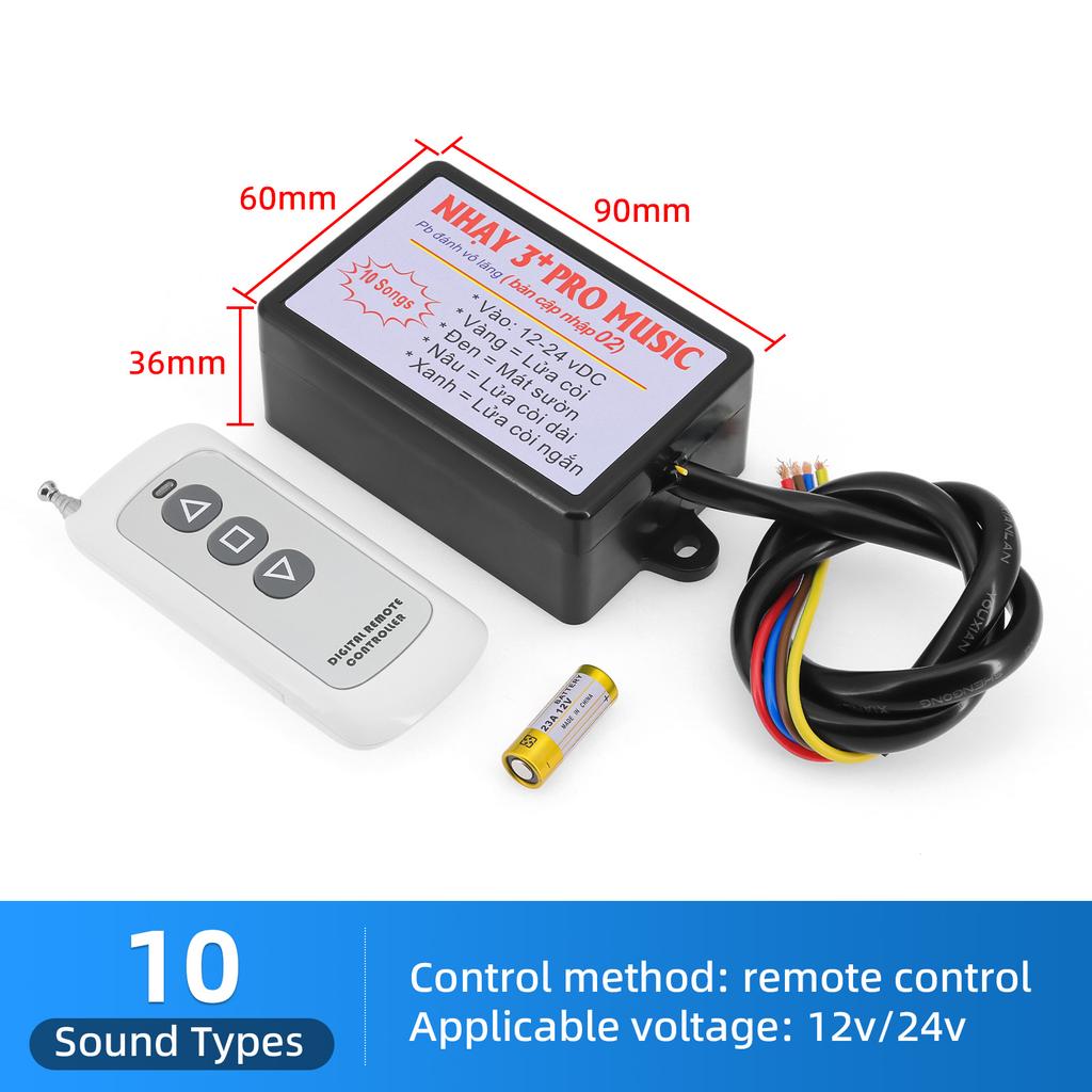 Universal Car Electronic Horn Controller 8 Sounds - 16 Sounds Musical 12V Controller Regulator for Car Boat Truck Marine Horn