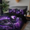 [Gothic Style Bedding] 2/3pcs Dark Purple Dragon and Rose Bedding Set, 1 Duvet Cover + 1/2 Pillowcases) Christmas Gift