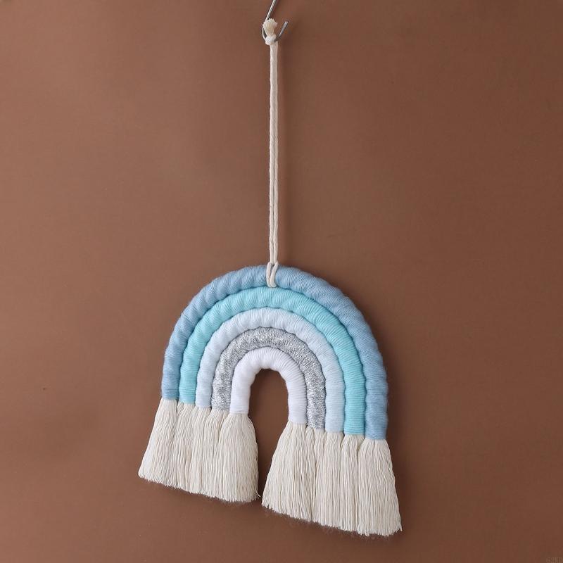 62KD Macrame Rainbow Wall Hanging Decoration Boho Nursery Baby Kids Room Home Decor Baby Shower Party Supplies
