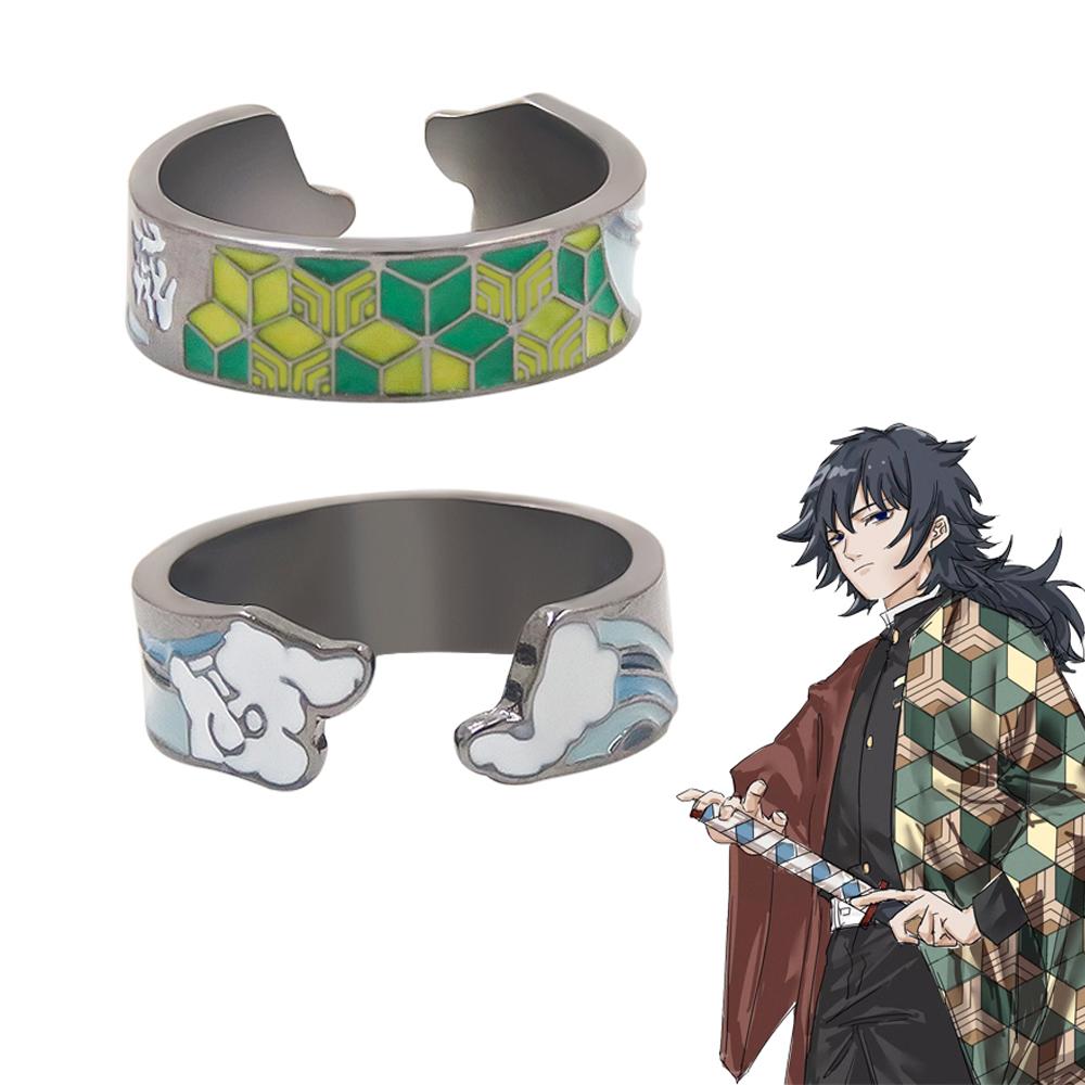 Anime Demon Slayer Ring Kimetsu No Yaiba Kamado Tanjirou Inspired Adjustable Ring For Fans Cosplay Props Jewelry Gift