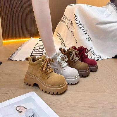 Женские ботинки Мартина 2025 новые универсальные модные летние дышащие из мягкой кожи ботинки цвета ревеня в британском стиле универсальные на платформе короткие ботинки