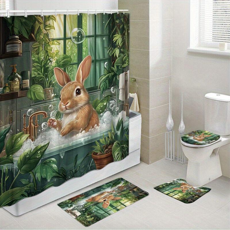 1/4 шт. Весенний пасхальный день водонепроницаемый комплект занавесок для душа декоративный набор для ванной комнаты нескользящий коврик для унитаза коврик для ванной и 12 крючков