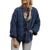 Women's Loose Fit Solid Color Cotton Coat with Stand Collar and Pockets