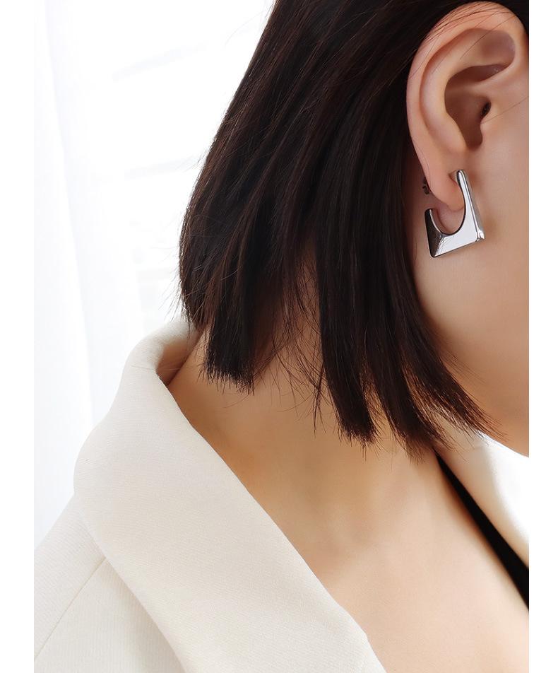 Геометрические квадратные серьги из титановой стали в французском стиле, Персонализированные аксессуары из 18-каратного золота в стиле Ins