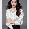 2025 Spring/Autumn Women's Acetate Satin Long-Sleeve Commuter Shirt - Versatile, Professional, and Loose Fit