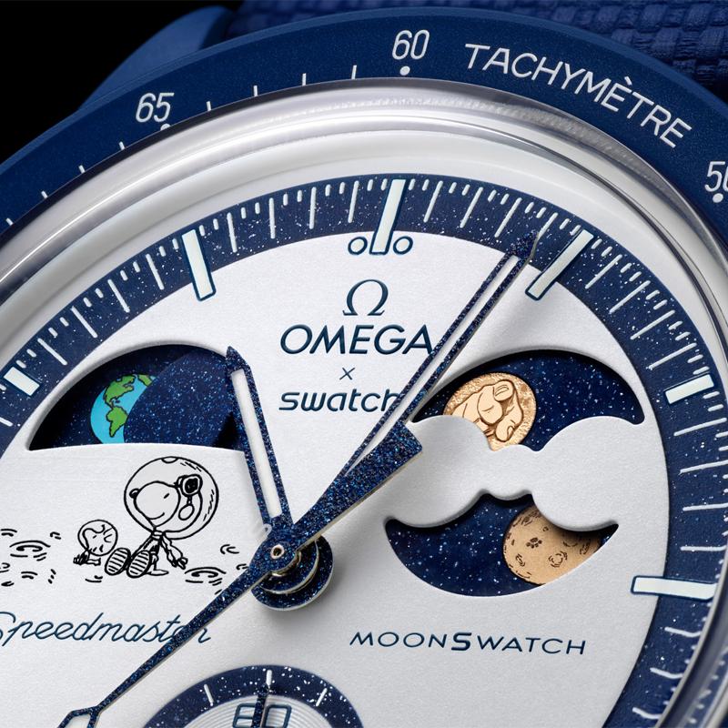 Swatch Omega Snoopy Коллаборация MOONSWATCH Кварцевый Механизм Мужские Часы Часы 42мм Белый Циферблат SO33N703L