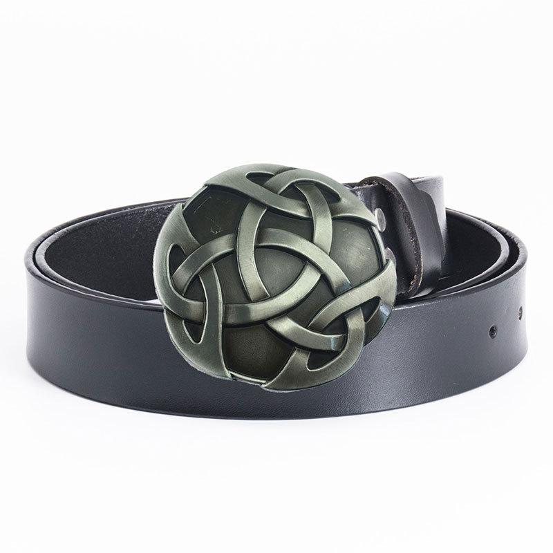 Пряжка для ремня Celtic Personality, устойчивая к царапинам, пряжка из сплава, цельный винтажный ремень из коровьей кожи для джинсов