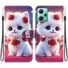 Handmade PU Leather Flip Case for Redmi Note 12 5G/Xiaomi Poco X5 Anti-Slip Shockproof Cover with Wrist Strap & Heart/Rose Cat Designs
