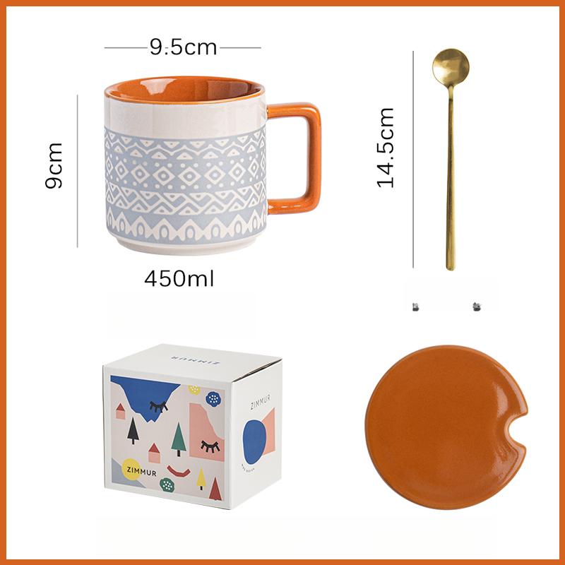 Офисная керамическая кружка для питья Женская Новинка 2025 Домашние кофейные кружки Чашка для завтрака с крышкой и ложкой Кружка