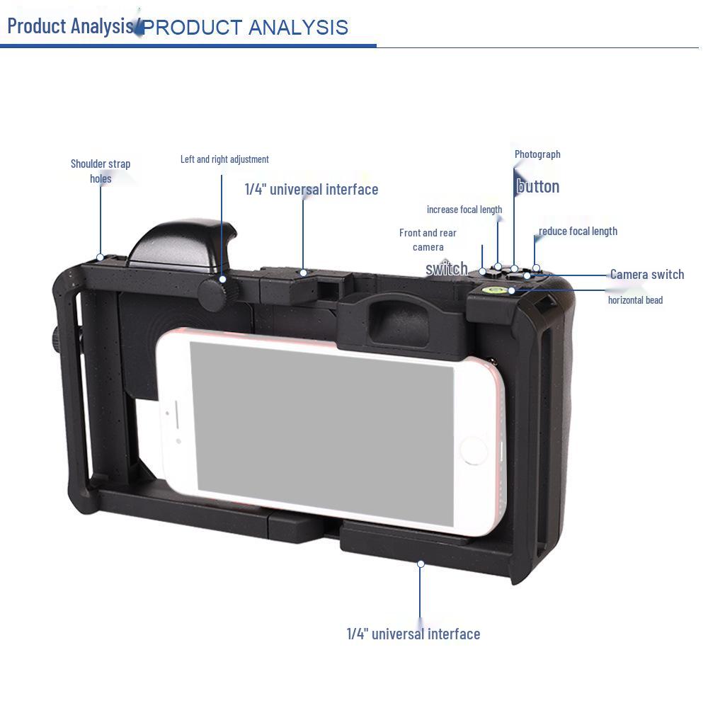 Набор макрообъектива и широкоугольного объектива для мобильной фотографии: Ручной стабилизатор, клетка «Кролик» и Bluetooth-кронштейн в комплекте.