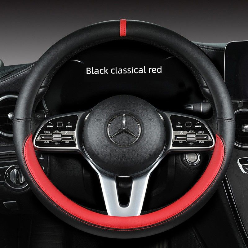 New Car Steering Wheel Cover All Year Round Neutral Fashion Color Contrast Non Slip Abrasion Resistant Napa Leather Car Steering Wheel Cover