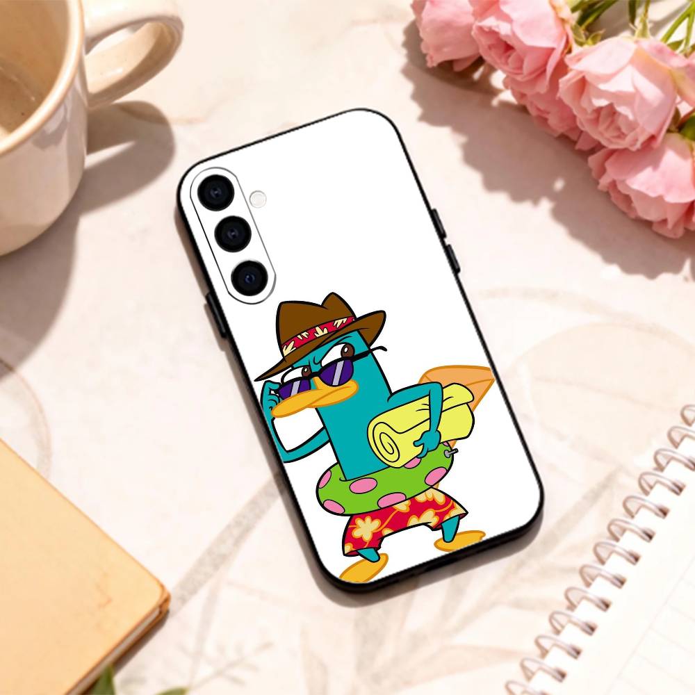 Милый мультяшный Утконос П-Перри чехол для телефона для Samsung Galaxy A73,A72,A71,A70,A53,A52,A51,Другие мягкий черный корпус