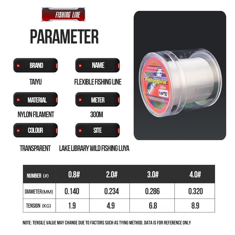 300M Fluorocarbon Fishing Line Strong Nylon String Clear Fishing Wire Trout Line Fishing Gear