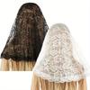 White/Black Catholic Woman Spanish Style Rose Lace Church Veils Head Covering Lace Edge Head Wedding Accessories