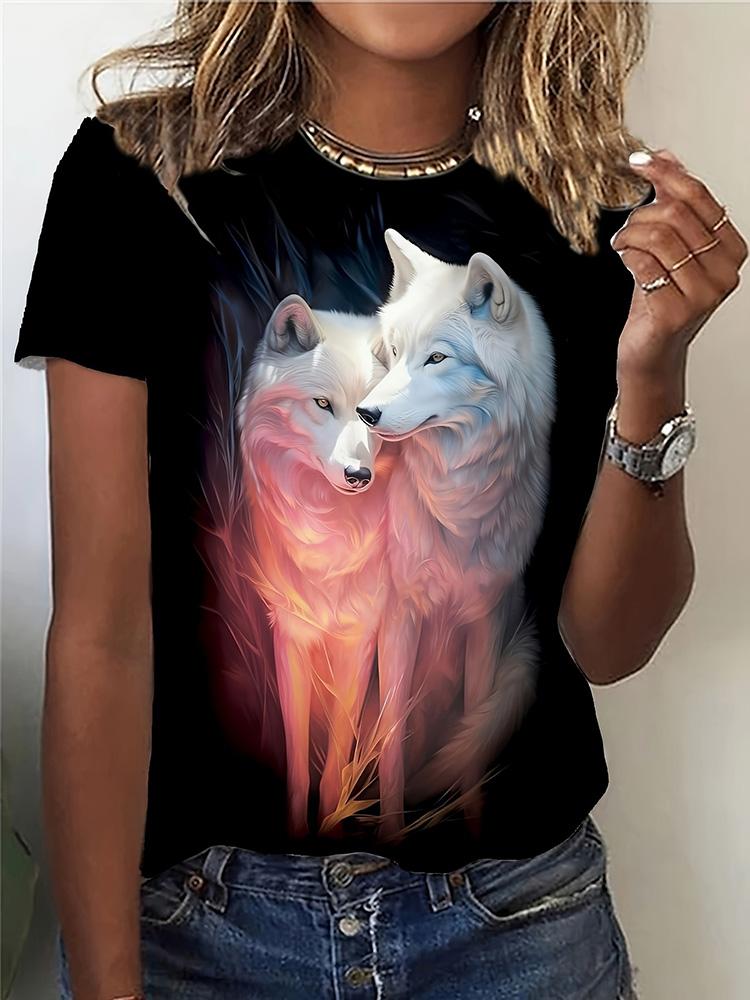 Everyday Casual Ladies Short Sleeve Top Plus Size New D Cat Print Ladies Urban Street Fashion Tshirt Animal Lover Tshirt