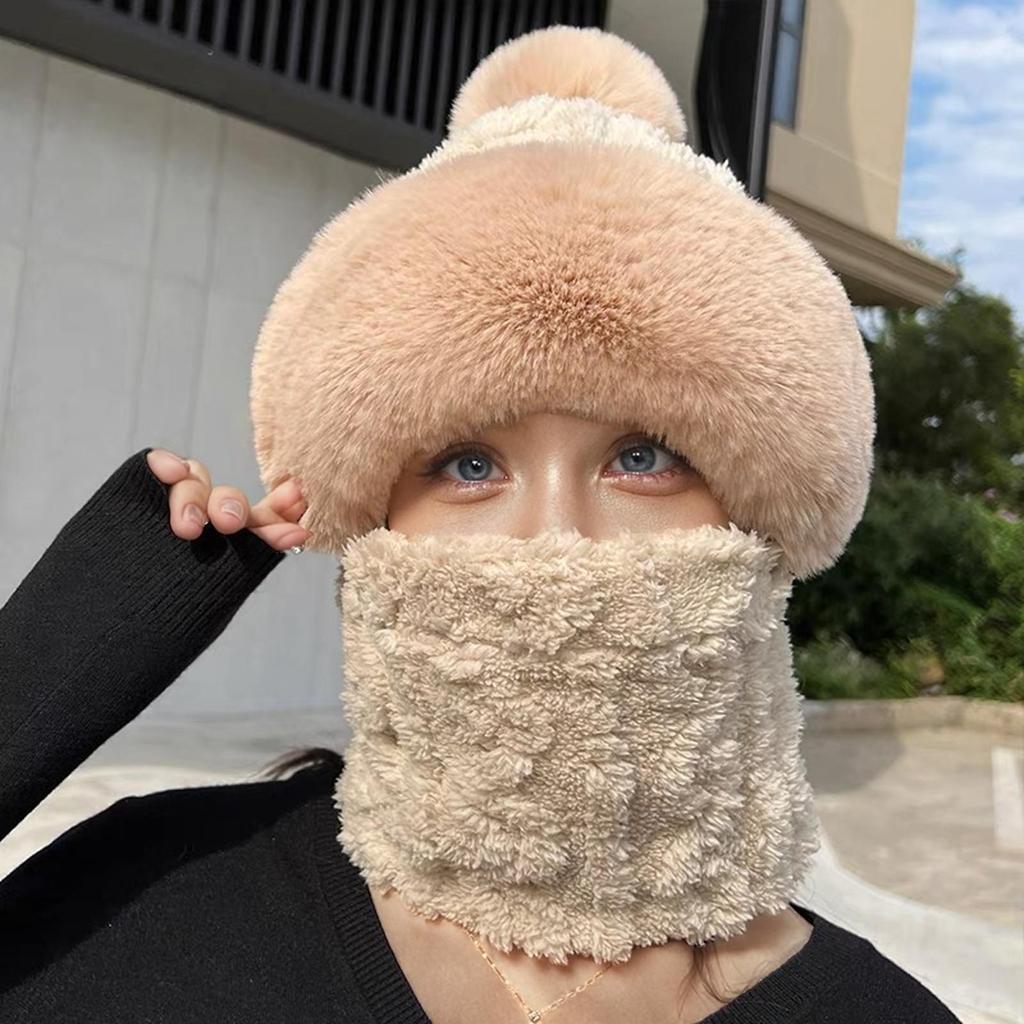Зимняя теплая шапка, шапки, шарф, теплая дышащая кроличья шерсть, вязаная шапка, шарф для женщин, защитные шапки, ветрозащитные шапки