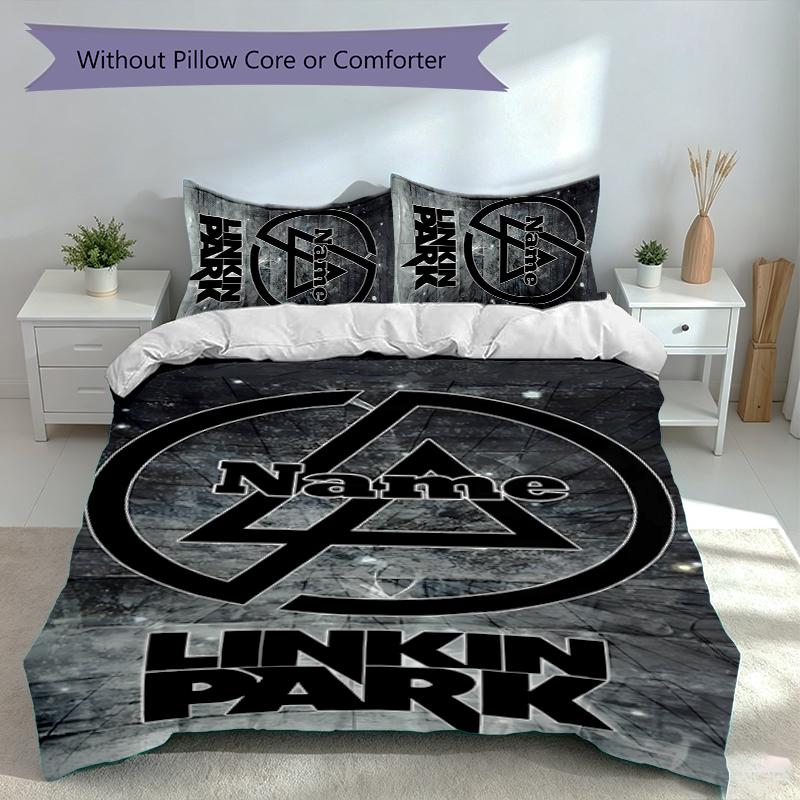 3pcs Custom Name Linkin Park Set,Includes 1 Duvet Cover and 2 Pillowcases,All-season Bedroom Decor
