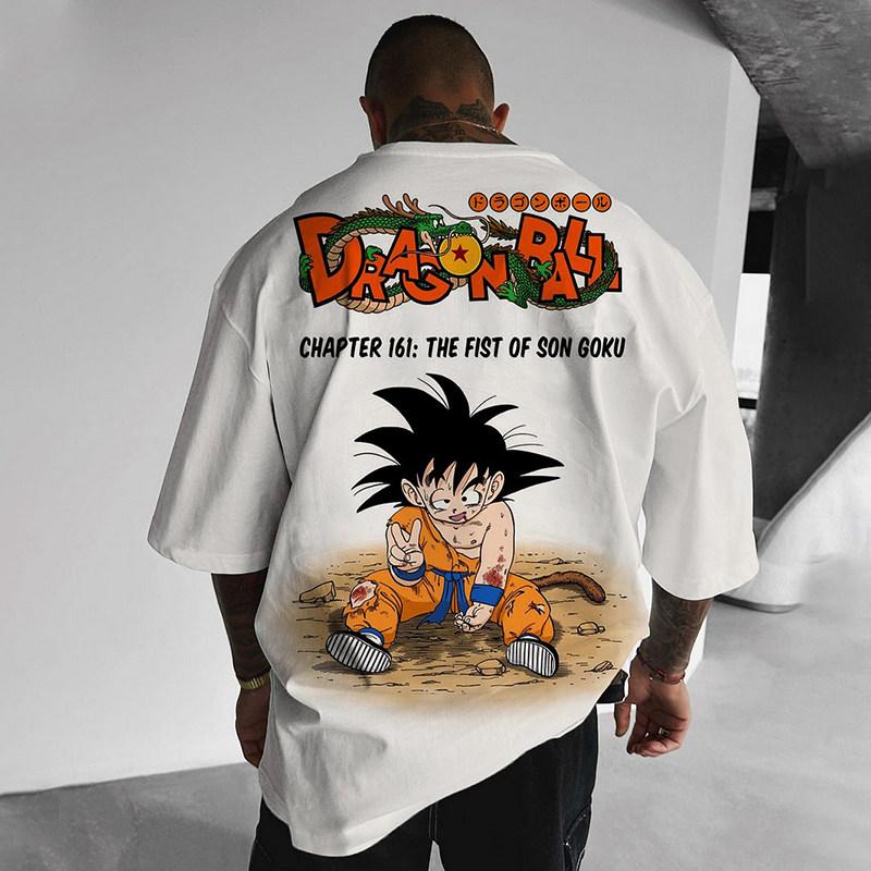 Аниме Dragon Ball DRAGON BALL Гоку Прямая Печать Тяжелый Хлопок Футболка Короткий Рукав Мужская Большой Размер Топ