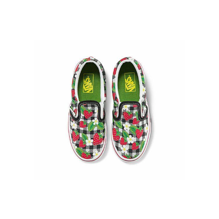 Vans Повседневные детские кеды с клубничным принтом, низкие, для скейтбординга, детские кроссовки, черно-белые, VN0A7Q5GARU