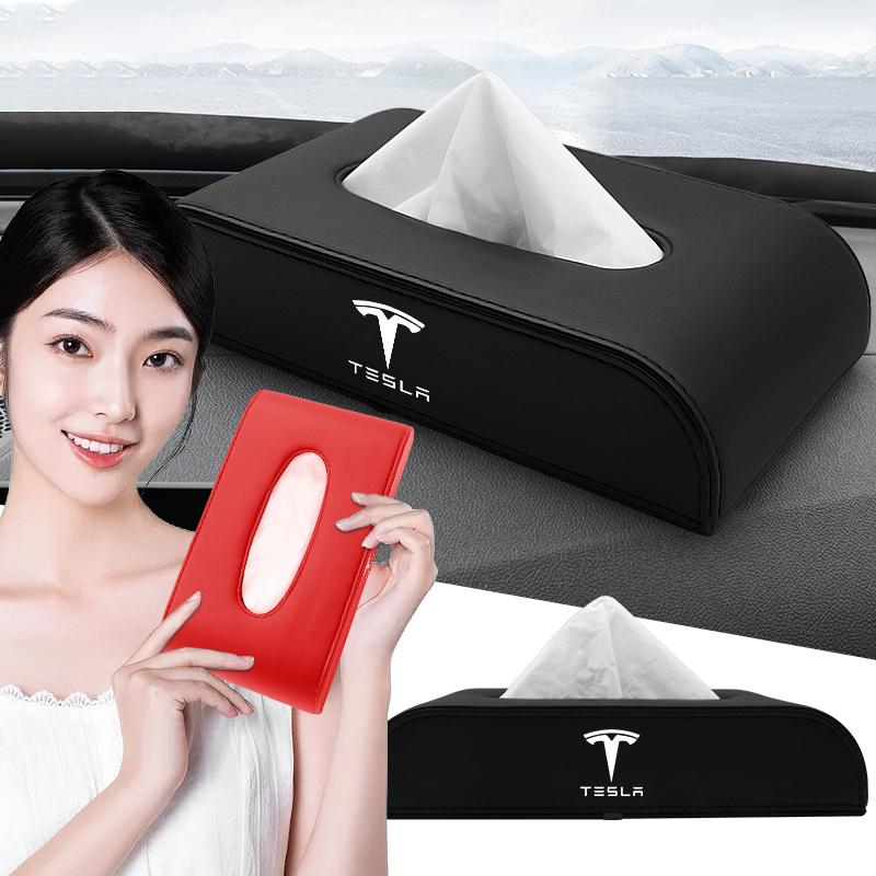 1pcs Car Tissue Box Holder Armrest Box Storage Case Auto Accessories For Tesla Model S Model X Model Y Cybertruck Model 3 Model Y