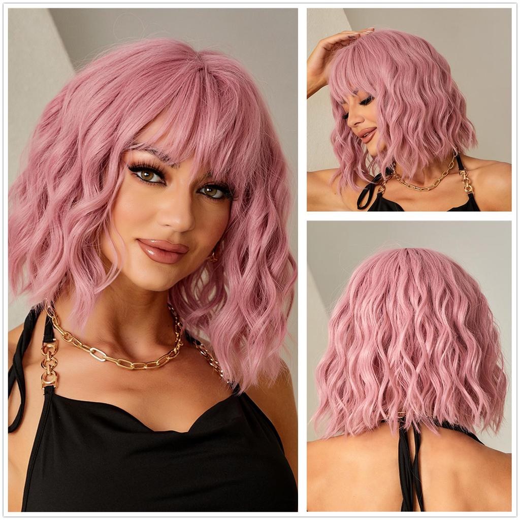 Синтетический парик Боб Белый Блондинка Парик Натуральные парики для женщин Ежедневная вечеринка Хэллоуин Волосы Термостойкое волокно