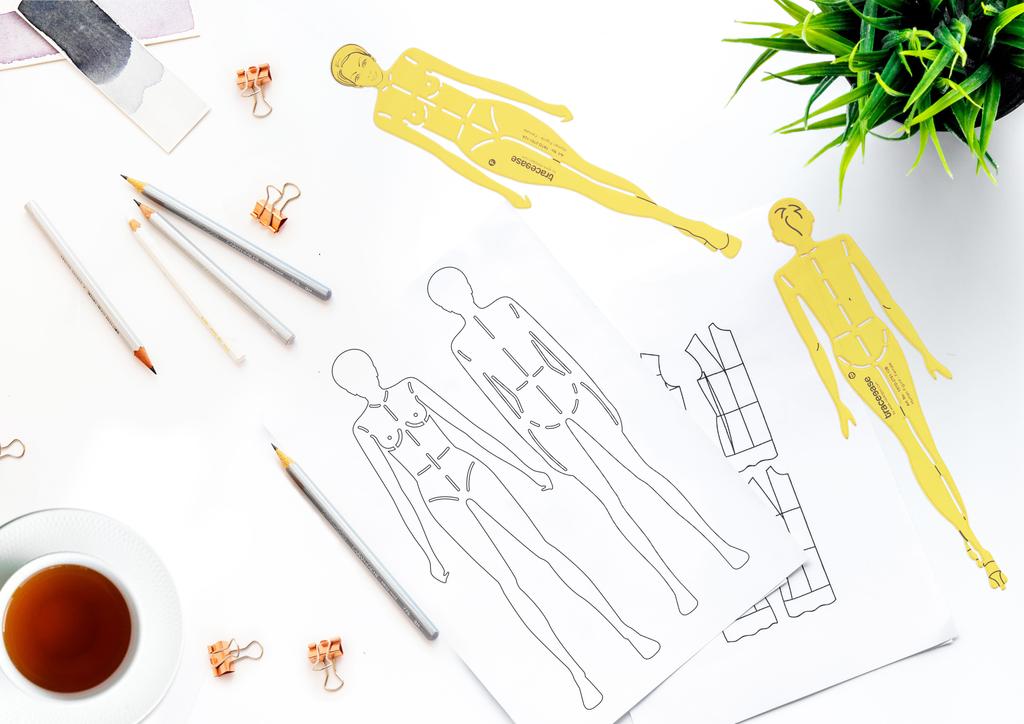 Traceease Шаблон женской человеческой фигуры, трафареты, инструменты для рисования модельера, 2 шт.